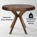 طاولة طعام مستديرة من الخشب الصلب بقاعدة ثلاثية الأرجل