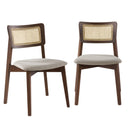 كراسي طعام من الخشب الصلب من Irem - طقم من قطعتين (لون الجوز)