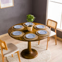 Solid Oak Round Dining Table with Wooden Tulip Leg