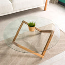 wood coffee table base, geometric coffee table pedestal 8