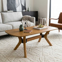 Moderner rechteckiger Couchtisch mit Schmetterlingsbeinen aus Massivholz