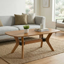 Moderner rechteckiger Couchtisch mit Schmetterlingsbeinen aus Massivholz