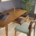 Rectangle Wooden Desk with Drawer - Mid Century Modern Home Office Desk 