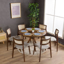 Rexa rundes Esstisch-Set aus massiver Eiche – 2 bis 6 Sitzplätze (Walnussfarbe) 